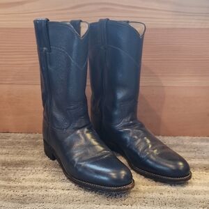 Justin Boots Womens Navy Blue Leather Western Boots